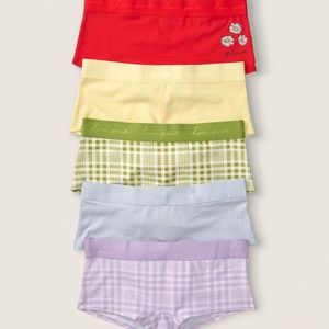 Victoria's Secret PINK Logo Boyshort Pack of 5 Multi Color Medium NEW